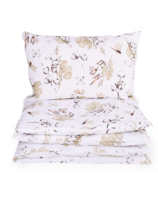 Kinderbettwäsche 135x100 aus 100 % Baumwolle - Weiß mit Cotton Motiv für Jungen und Mädchen