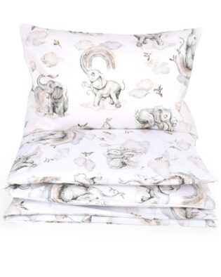 Kinderbettwäsche 135x100 - Unisex mit Elefanten Motiv für Jungen und Mädchen 100 % Baumwolle