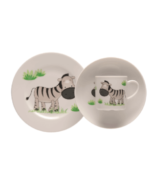 Kindergeschirr Set 3tlg. Porzellan Geschirrset Zebra für Kinder ab 3 Jahre
