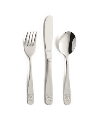 Kinderbesteck Set 3-teilig Edelstahl für Kinder ab 3 Jahren mit Bärchen Gravur