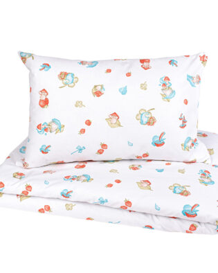 Kinderbettwäsche aus 100 % Baumwolle mit lustigem Wald-Motiv 140x200 + Kissen 60x50