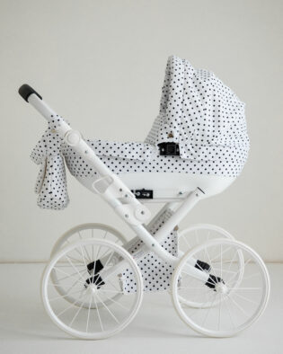 Exklusiver Puppenwagen Luxo Aurora Premium mit stylischem Pünktchenmuster im Retro Design