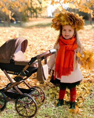 Retro Puppenwagen Exklusiver Luxo Braun Farbe - Aurora mit großen Rädern 30-Zoll